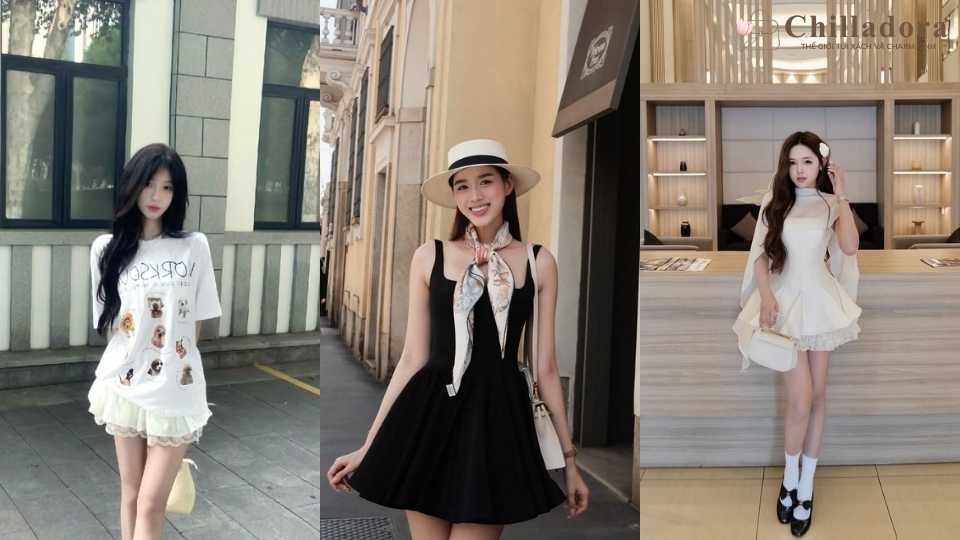 cách phối túi xách với đầm