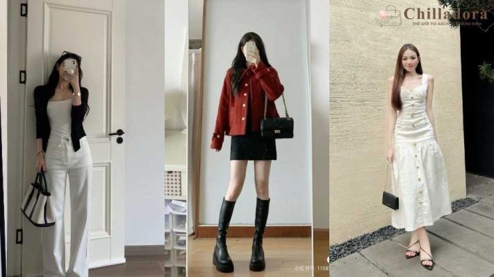 đầm đen phối túi xách màu gì
