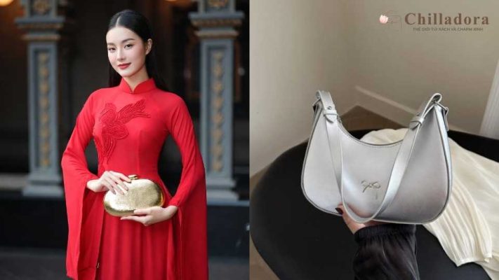 túi xách phối với áo dài