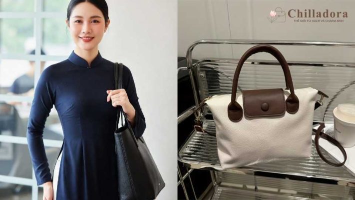 túi xách phối với áo dài