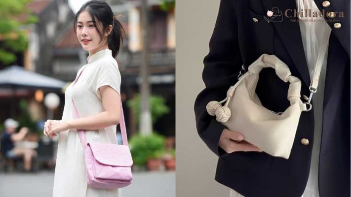 túi xách phối với áo dài